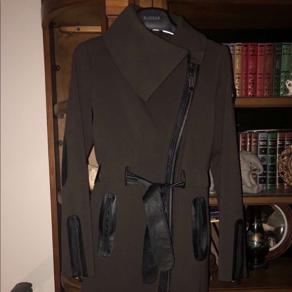 Rudsak Brown Leather Belt Coat Small